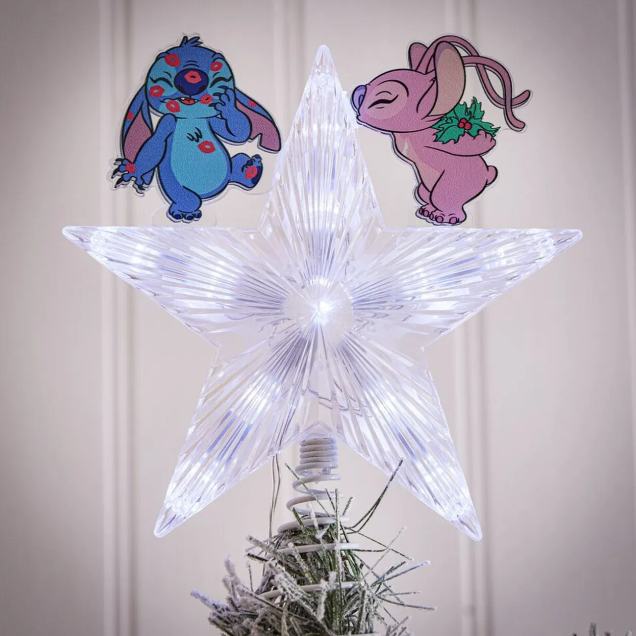 Cimier lumineux Disney Stitch étoile de sapin H24 cm