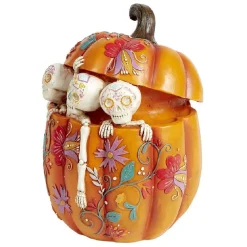 Citrouille Halloween déco calavera avec squelettes Ø15xH21cm