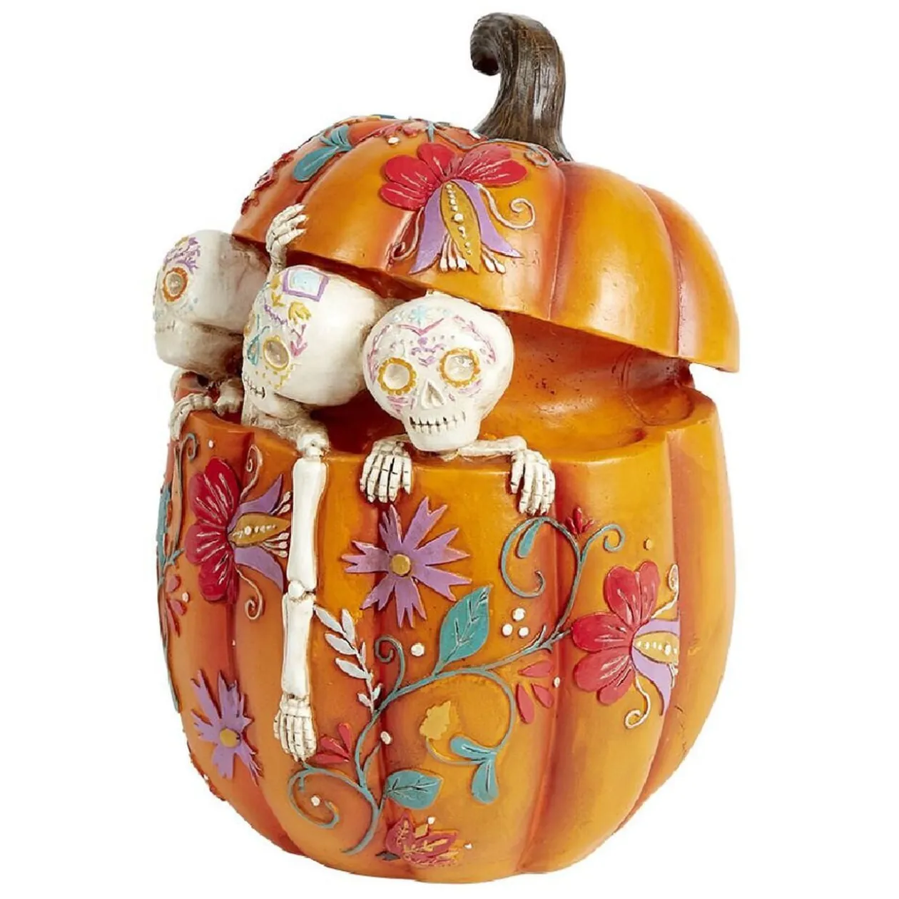 Citrouille Halloween déco calavera avec squelettes Ø15xH21cm