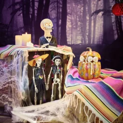 Citrouille Halloween déco calavera avec squelettes Ø15xH21cm