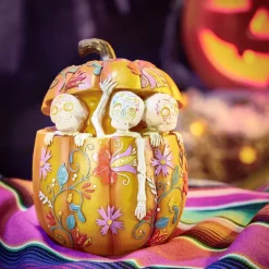 Citrouille Halloween déco calavera avec squelettes Ø15xH21cm