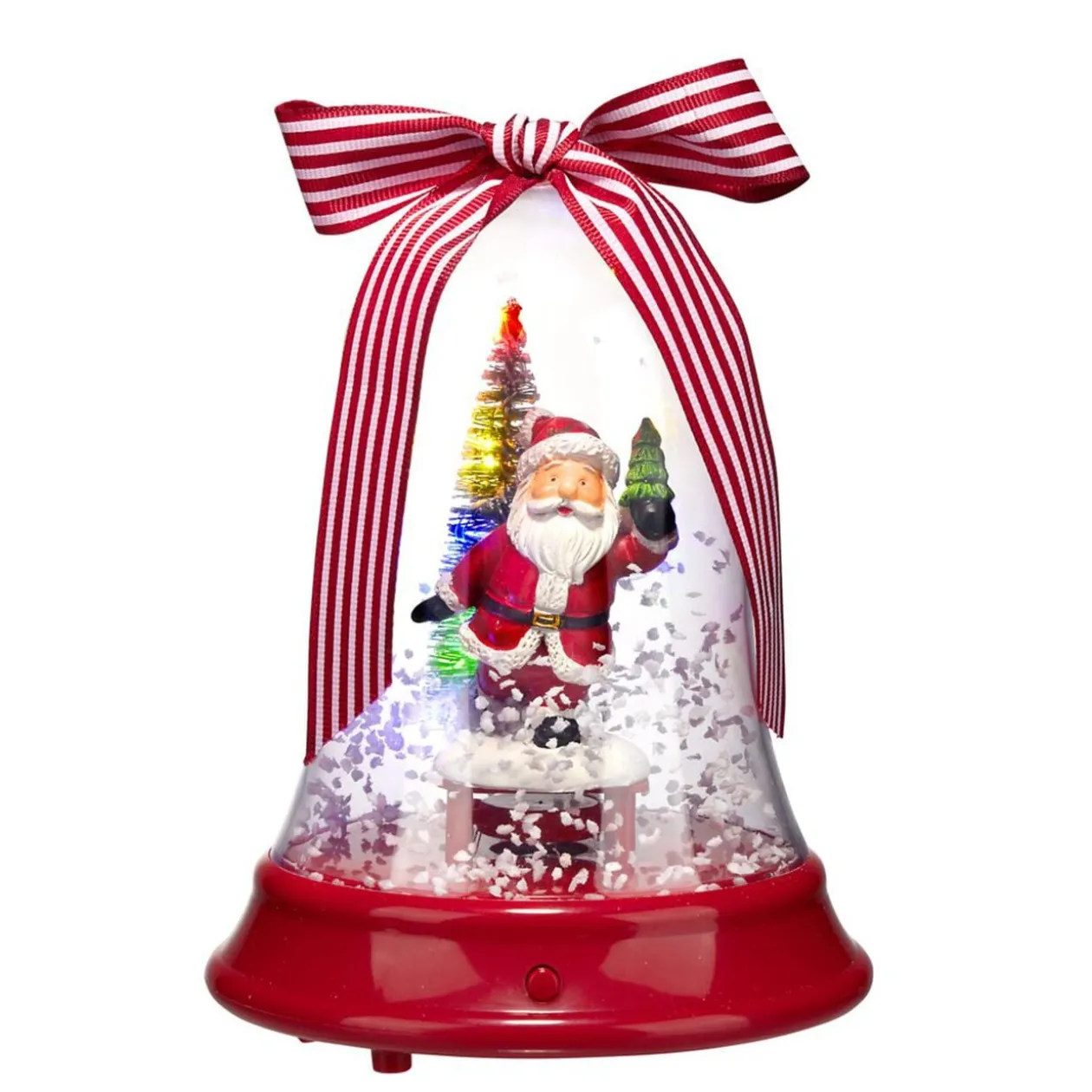 Cloche de Noël lumineuse décor Père Noël animée et lumineuse H17cm