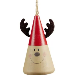 Cône en bois personnage de Noël à suspendre Ø5,5xH10cm < Gifi Discount