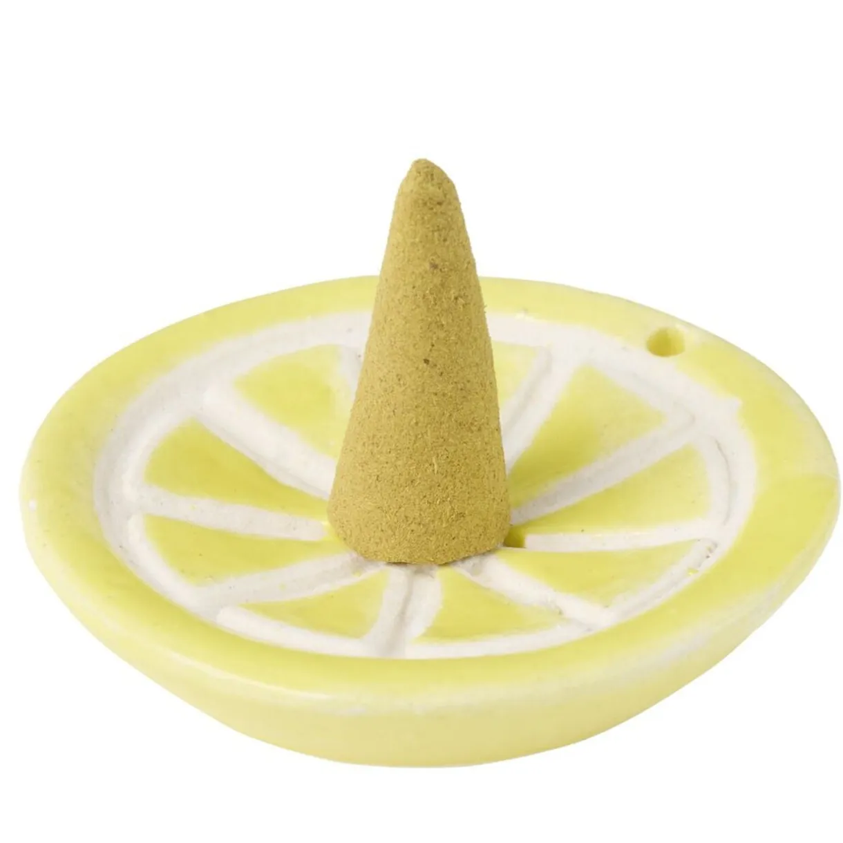 Cône encens citronnelle x30 avec support céramique citron jaune < Gifi Best