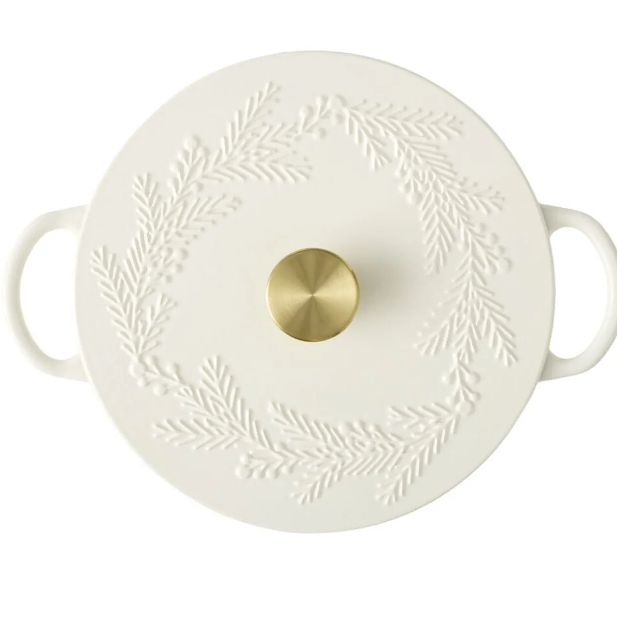 Cocotte en fonte 4,1L motif floral avec poignée dorée L35X26X10 cm (2 modèles blanc ou noir)