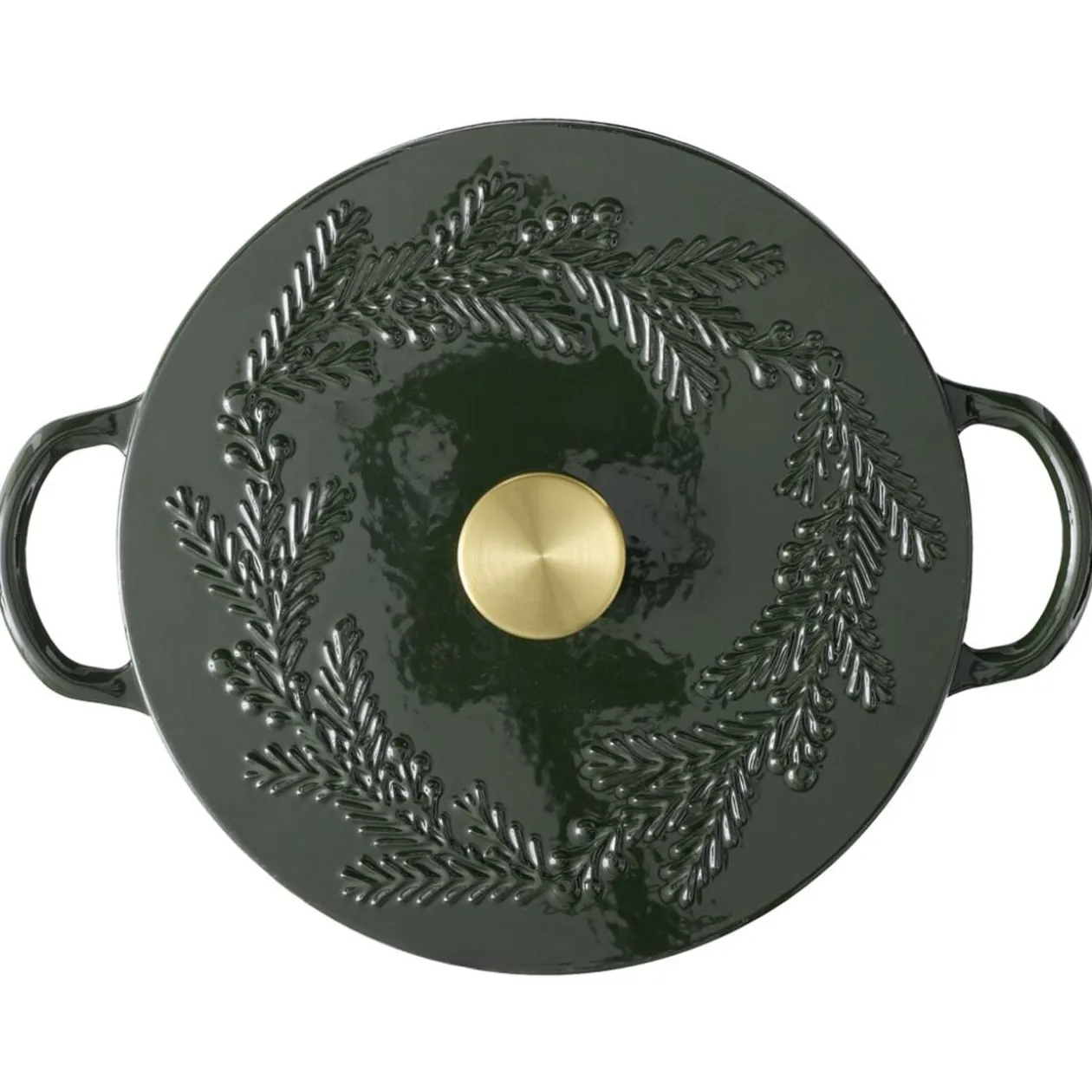 Cocotte en fonte 4,1L motif floral avec poignée dorée L35X26X10 cm (2 modèles blanc ou noir)