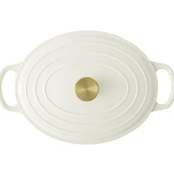 Cocotte en fonte ovale 6L avec poignée dorée L40X31XH12 cm (2 modèles bordeaux ou blanc) < Gifi Hot