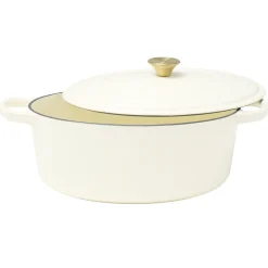 Cocotte en fonte ovale 6L avec poignée dorée L40X31XH12 cm (2 modèles bordeaux ou blanc) < Gifi Hot