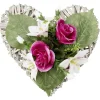 Coeur effet tressé fleur artificielle rose et lys 30x31xH16cm
