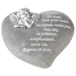 Coeur funéraire en résine gris