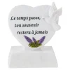Coeur funéraire sur socle blanc motif lavande