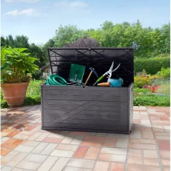 Coffre de rangement 320L plastique gris foncé 119x45xH60cm