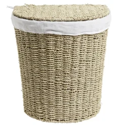 Coffre à linge jonc de mer beige 43L 36xH40x30cm
