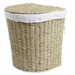 Coffre à linge jonc de mer beige 43L 36xH40x30cm