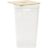 Coffre linge 56L couvercle bambou beige < Gifi