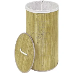 Coffre à linge rond en bambou 57L