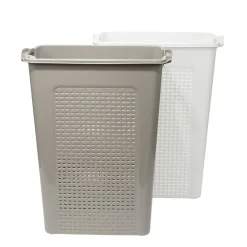 Coffre à linge x2 plastique 45L blanc et marron 44x26xH58cm < Gifi Outlet