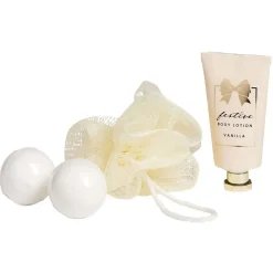 Coffret cadeau cage de bain 3 accessoires senteur vanille