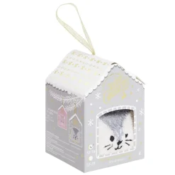 Coffret cadeau chaussettes cocooning chat Noël gris et blanc (31/34 ou 35/39)