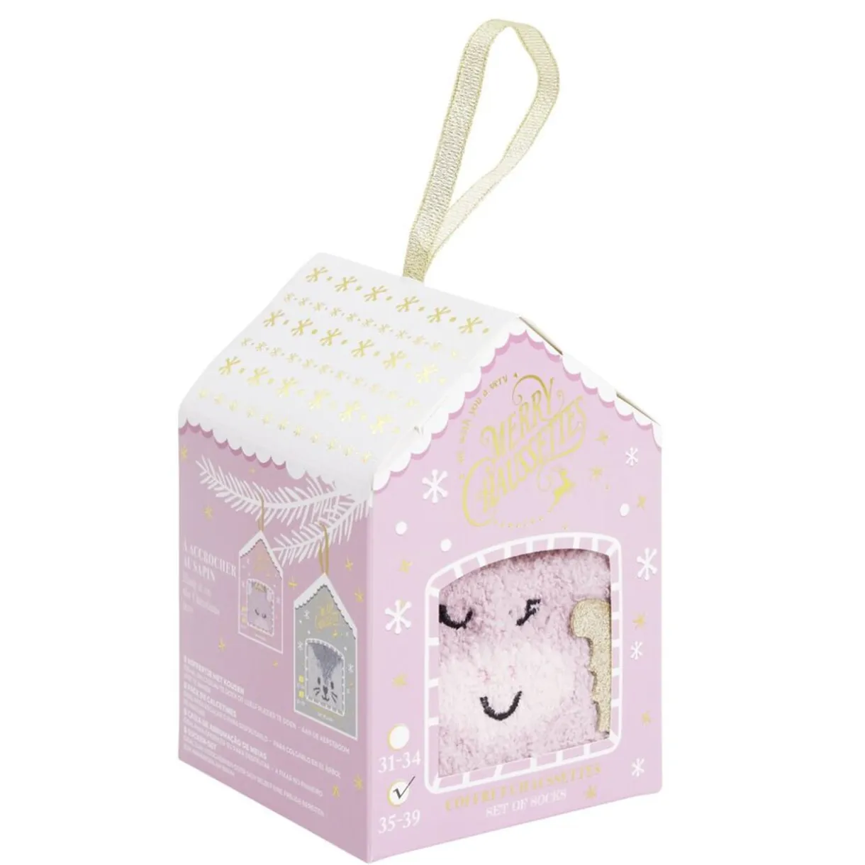 Coffret cadeau chaussettes cocooning licorne Noël rose et doré (31/34 ou 35/39) < Gifi Sale