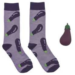 Coffret chaussettes avec balle anti stress thème aubergine TU