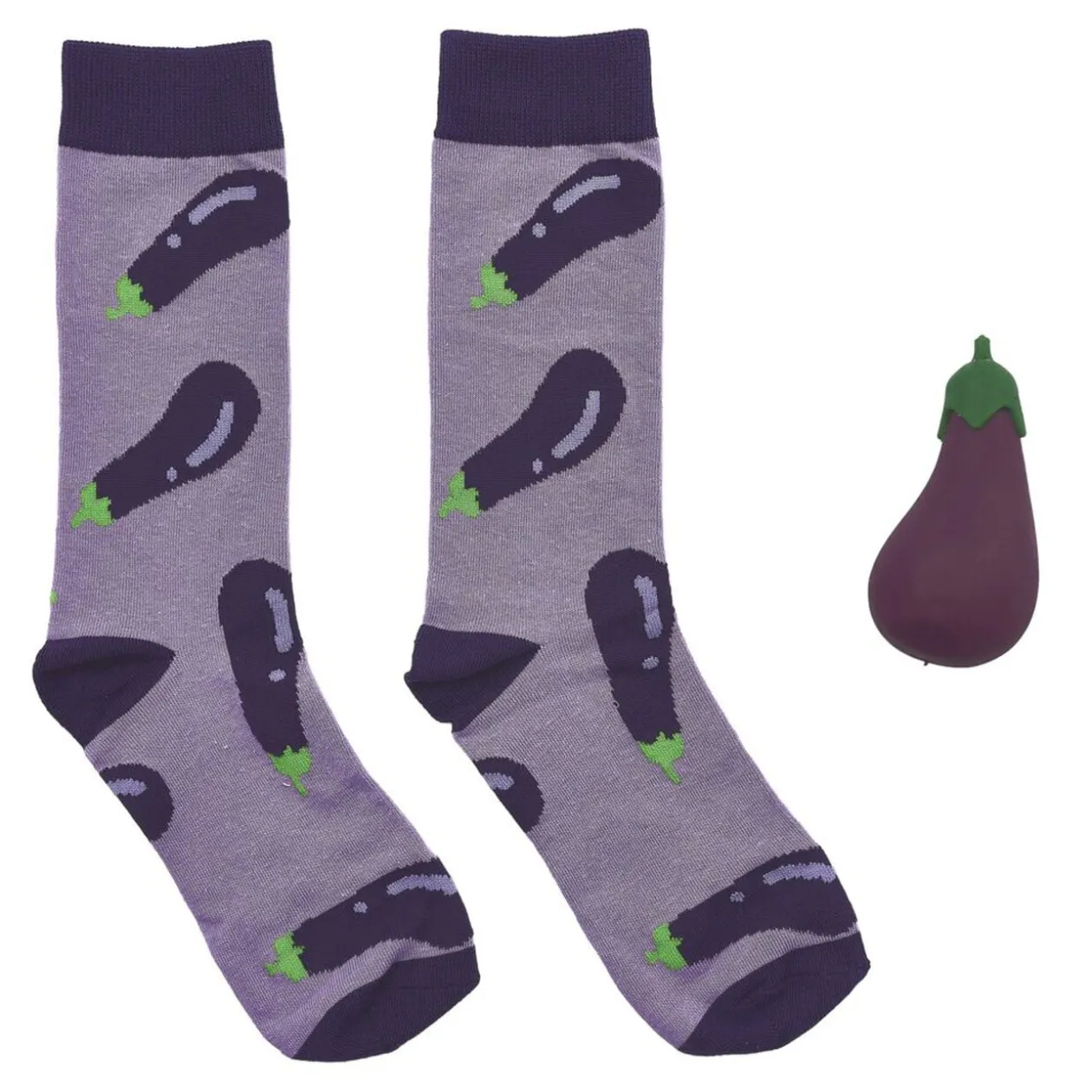 Coffret chaussettes avec balle anti stress thème aubergine TU