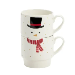 Coffret duo mug x2 Noël motif mignon écharpe rouge 350ml (3 modèles)