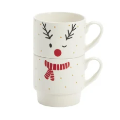 Coffret duo mug x2 Noël motif mignon écharpe rouge 350ml (3 modèles)