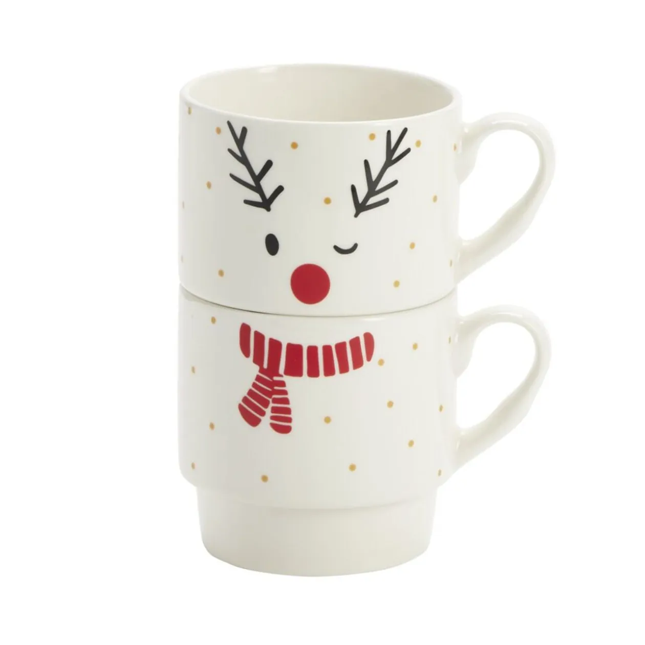 Coffret duo mug x2 Noël motif mignon écharpe rouge 350ml (3 modèles)