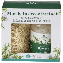 Coffret Mességué sel de bain romarin et éponge chanvre 100% naturel