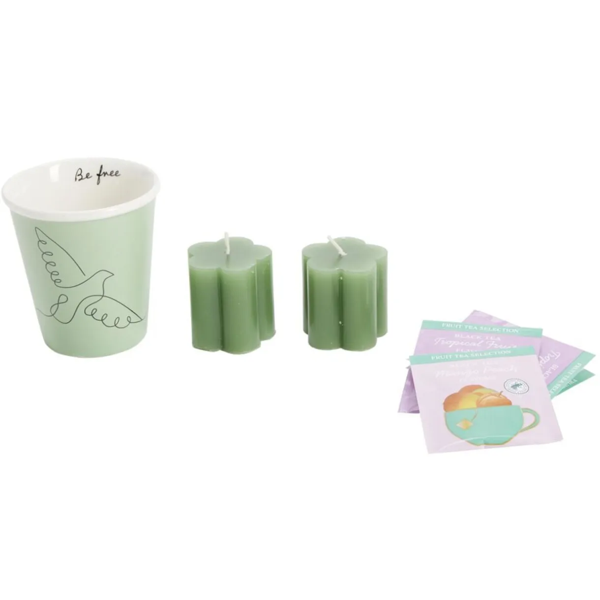 Coffret mug 330ml avec 3 sachets de thé et 2 bougies (3 modèles) < Gifi Discount