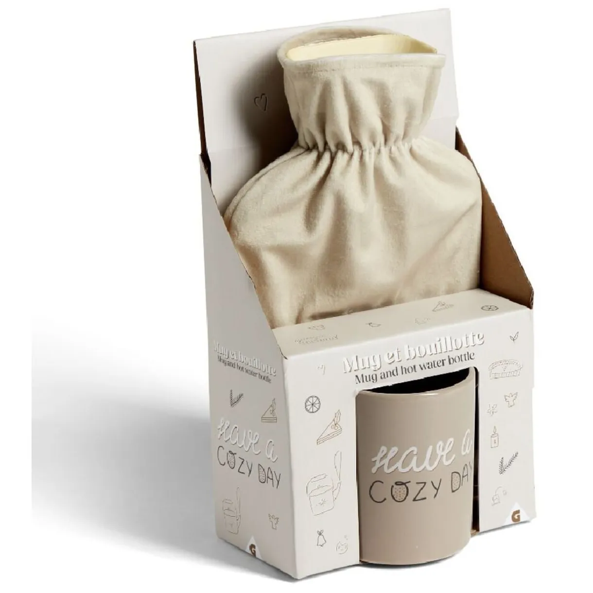 Coffret mug 330ml et bouillotte 600ml cosy beige < Gifi Online