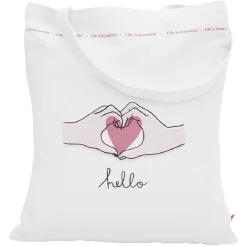 Coffret mug 330ml et tote bag coeur blanc et rose