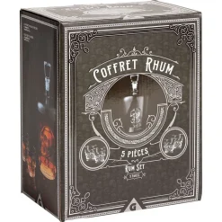 Coffret rhum carafe et verre x4 design tête de mort