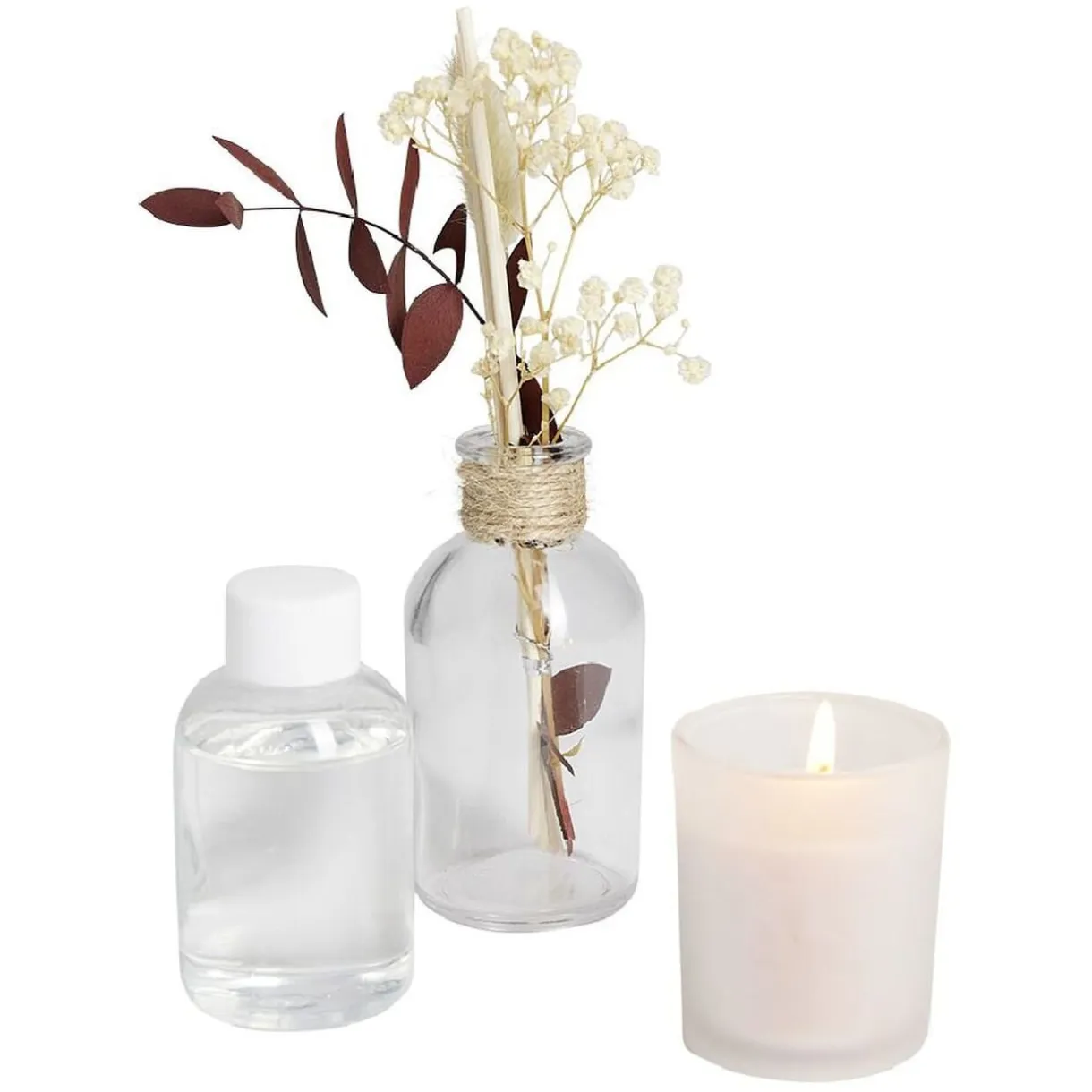 Coffret senteur cage corde fleur séchée rose Ø14xH24cm < Gifi Online