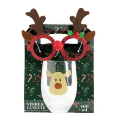 Coffret verre 460ml et lunettes de Noël pailletées (2 modèles) < Gifi Sale