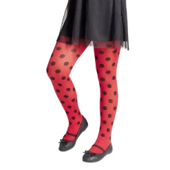 Collant enfant motif coccinelle rouge et pois noir Taille unique L65cm