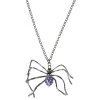 Collier adulte Halloween araignée zinc gris argentée L30cm