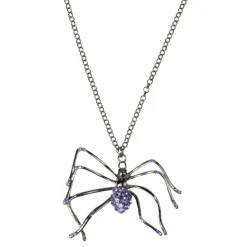 Collier adulte Halloween araignée zinc gris argentée L30cm