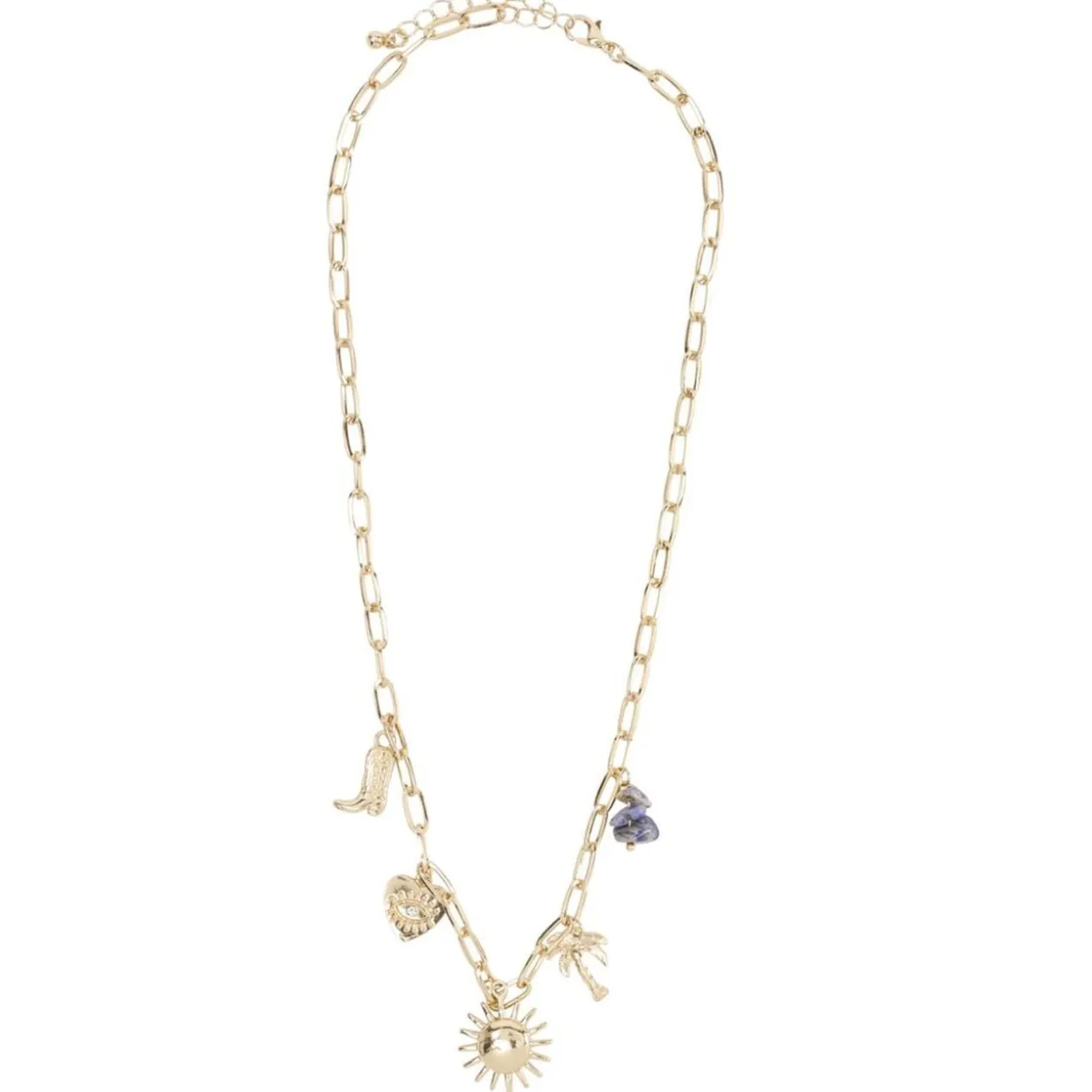 Collier avec pampilles soleil métal doré L20cm