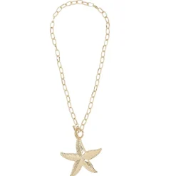 Collier chaîne grosses mailles avec étoile de mer métal doré L21cm < Gifi New