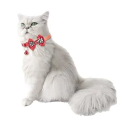 Collier chat ajustable clochette et noeud papillon rouge