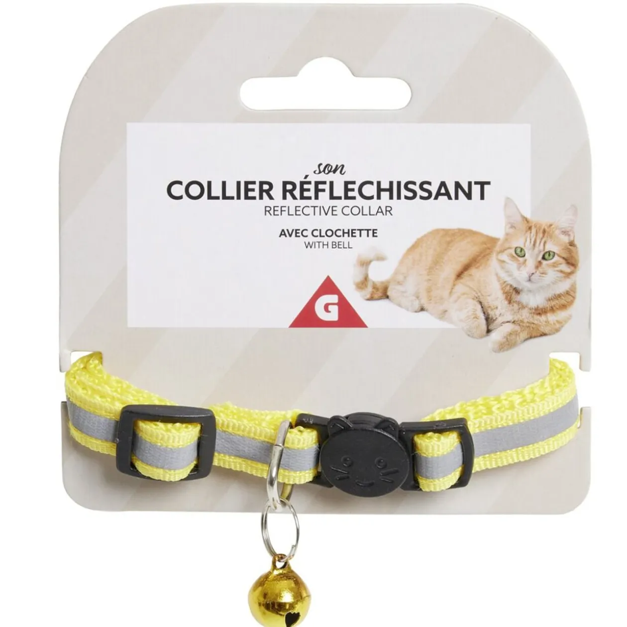 Collier pour chat réfléchissant ajustable avec clochette L30cm (4 modèles)