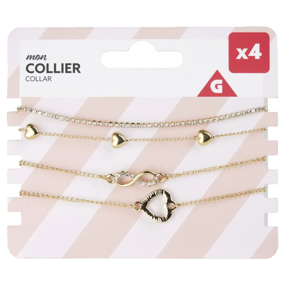 Collier x4 fantaisie coeur métal doré Ø16cm < Gifi Best