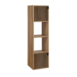 Colonne Adam 4 cases dont 2 portes bois marron 30x29,5xH120cm < Gifi Outlet