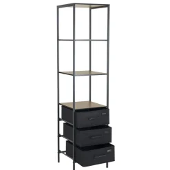 Colonne de rangement salle de bain 3 étagères 3 tiroirs métal noir 40x40xH167cm < Gifi Clearance
