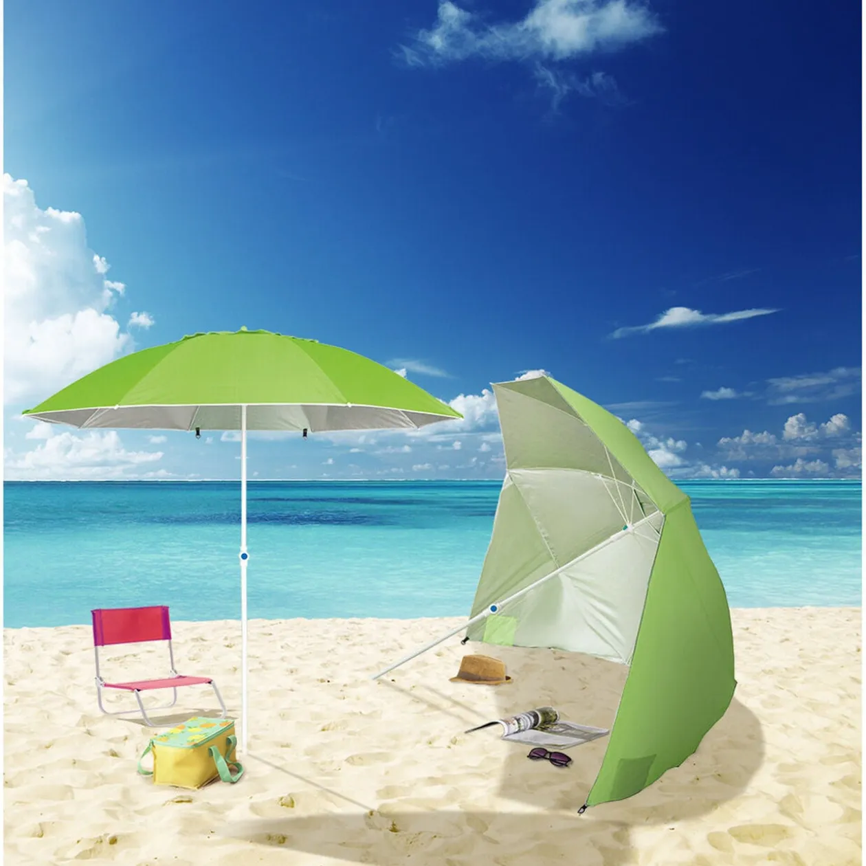 Combo parasol abri vert Ø200xH210 cm
