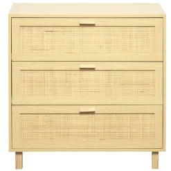 Commode Kanna 3 tiroirs cannage rotin L.80 x P.40 x H.80 cm