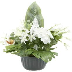 Composition columbarium H41 cm blanc - Fleur artificielle