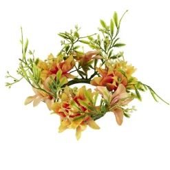 Composition florale artificielle couronne multifleur orange Ø30cm < Gifi Sale